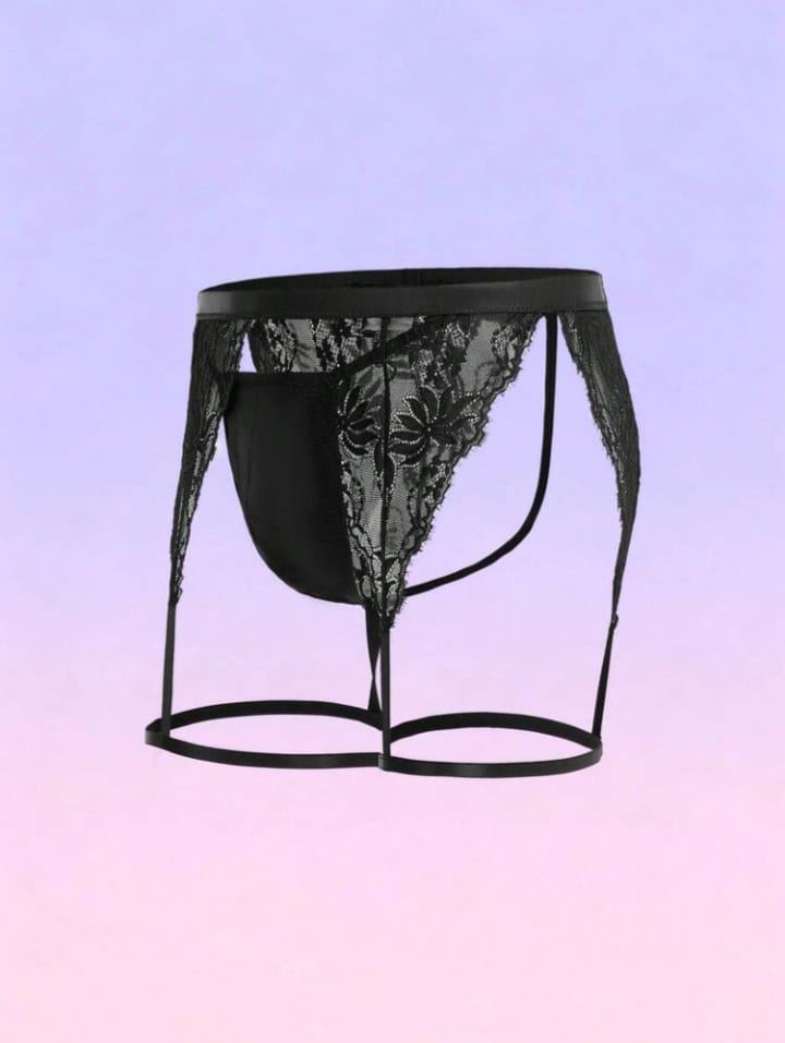 Men's Contrast Lace Leg Garter Sexy Briefs